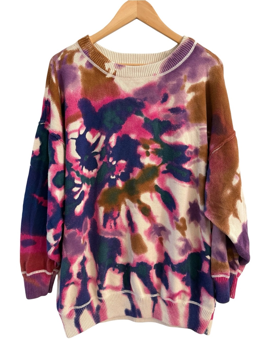 Boho Natural Life Oversized Cotton Sweater Tie Dyed Size Small/Medium